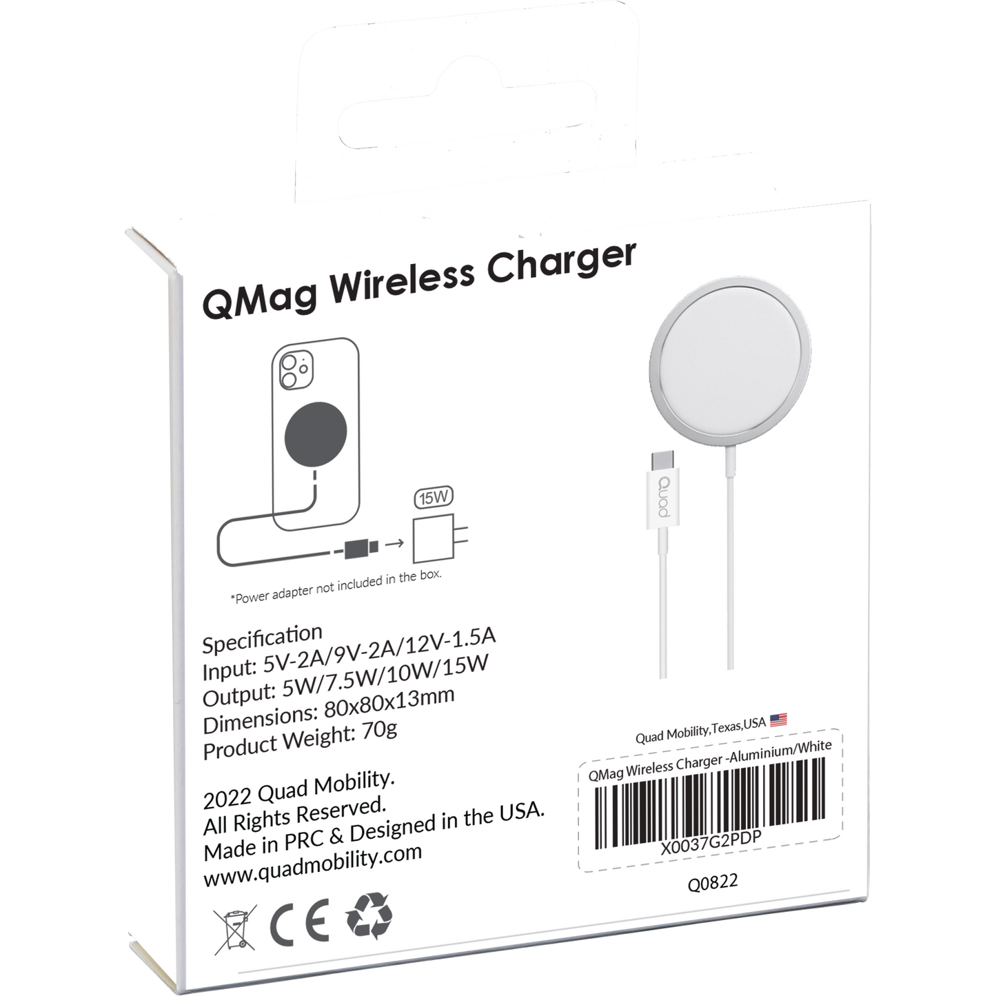 Quad Qmag Fast Phone Wireless Charger 15w White....